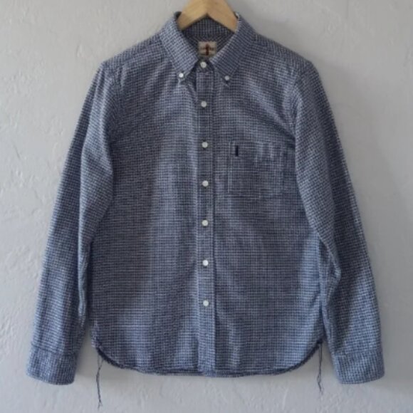 Samurai Jeans Co. Cotton Shirt Shuriken Chidori Houndstooth Made In Japan M - Picture 1 of 14